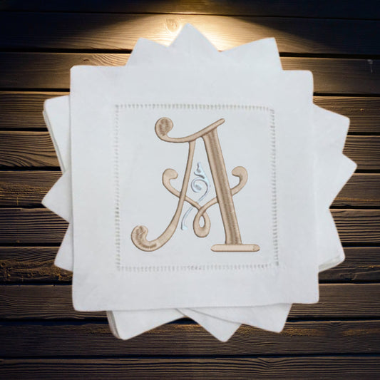 Single Letter Monogram Cocktail Napkin - Arabian Night