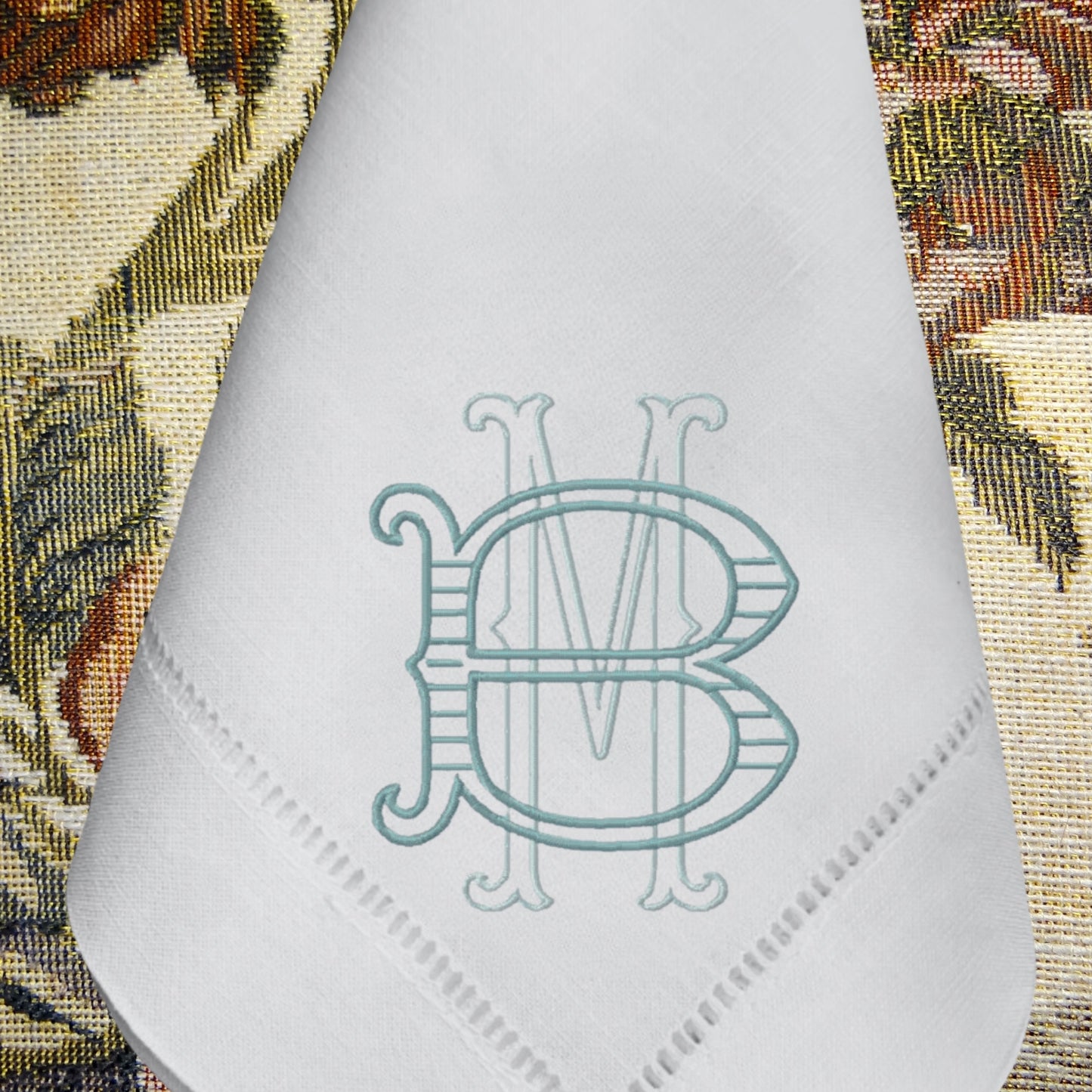 Stacked Two Letter Embroidered Dinner Napkin